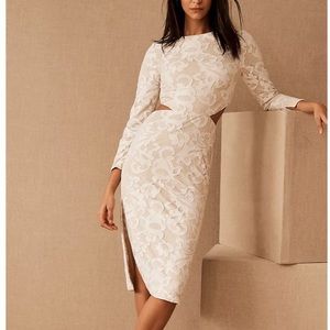 Hayley Paige x BHLDN Erykah 4 / Sm Ivory Lace Cutout Wedding Midi Dress